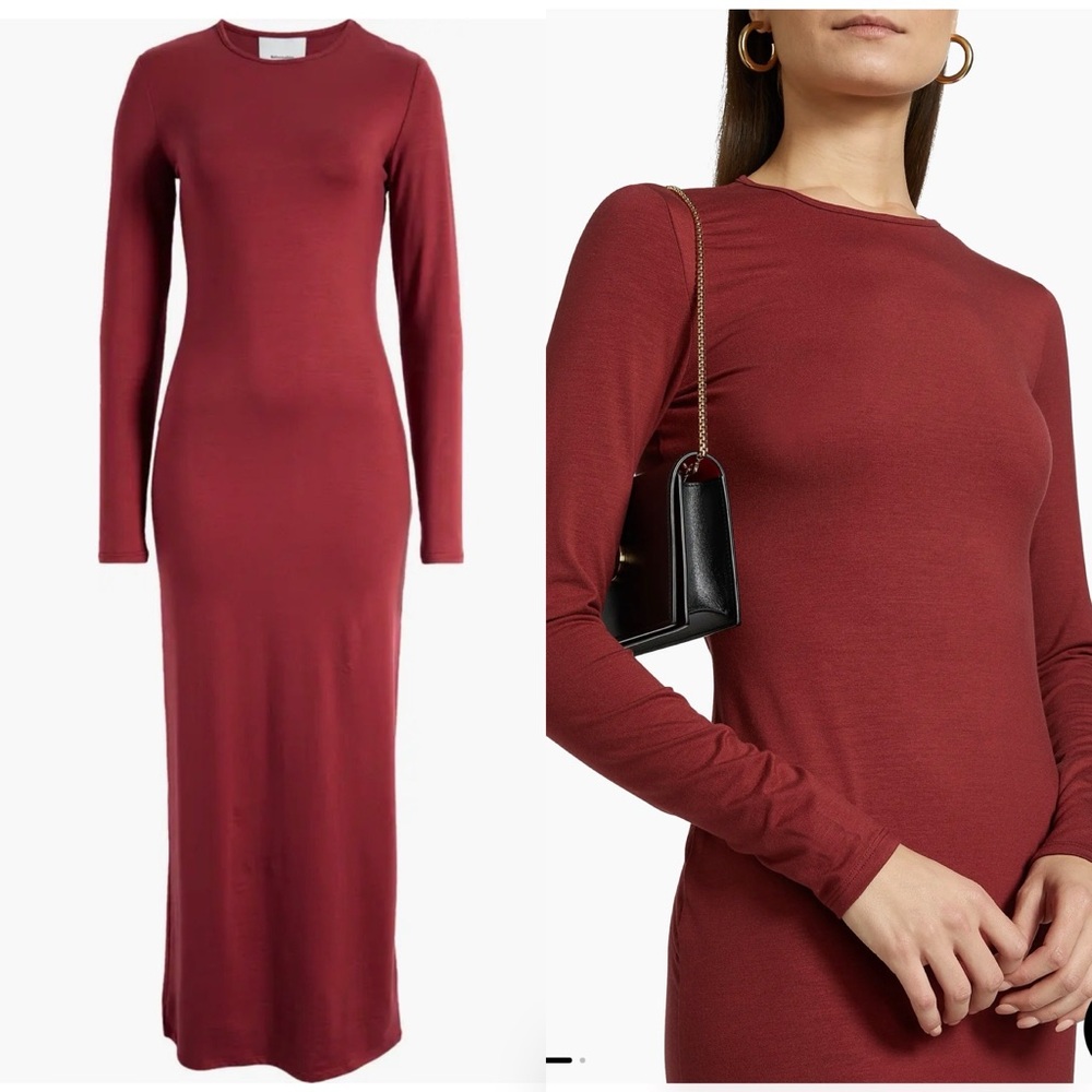 MWOT Reformation Tommie Long Sleeve Stretch Dress in Chianti m - Picture 2 of 9